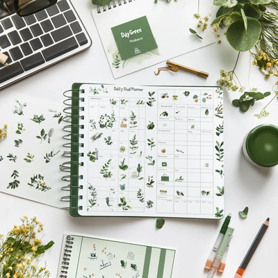 Bright Day Green Daily Student Planner - Organized Academic Planning for Focused Study Success