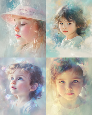 Pastel Colored Digital Portrait of a Child - Soft Digital Portrait Art for Personal and Professional Visual Stories