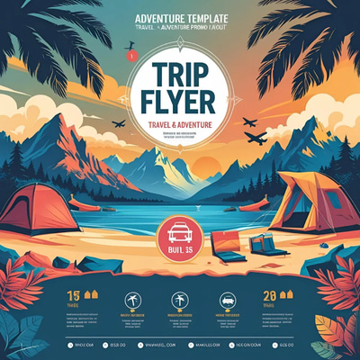 Trip Flyer Template - Travel & Adventure Promo Layout - Versatile Marketing Design for Travel Brands and Agencies