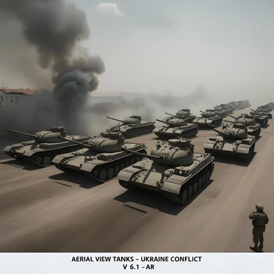 Aerial View Tanks Ukraine Conflict - Cinematic Stock Video for Sports, Fitness & Vehicle Projects