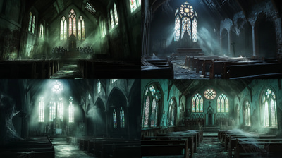 Abandoned Church With Broken Windows - Haunting Dark Environment Art for Atmospheric Horror Projects