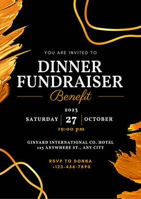 Gold Black Fundraiser Invite Portrait - Elegant Business & Events Invitation Templates for Professional Impact