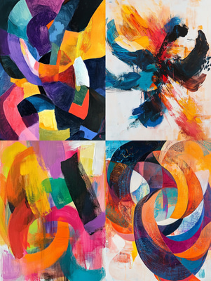 Dynamic Abstract Acrylic Painting - Expressive Contemporary Brushwork for Artistic Decor and Creative Spaces