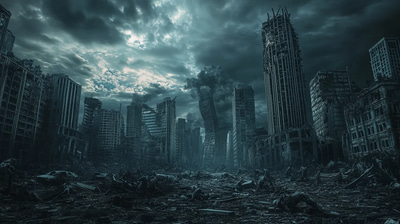 Post Apocalyptic City Overrun by Undead - Dark Horror Digital Art for Immersive Storytelling and Visual Projects