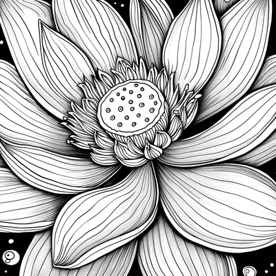 Lotus Flower Coloring Page - Elegant Floral Design for Relaxation and Creative Expression