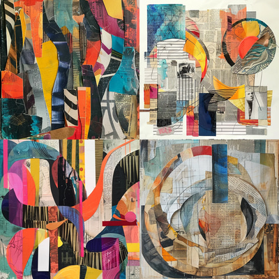 Book Cut-Out Abstract Collage - Vibrant Mixed Media Abstract Art for Creative Designers and Visual Storytelling