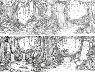 Enchanted Forest Coloring - Serene Landscape Coloring Pages for Relaxation and Creative Expression
