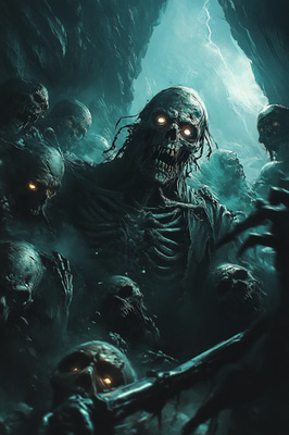 Undead Sorcerer Raising the Dead - Dark Horror Digital Art for Atmospheric Fantasy and Creative Storytelling
