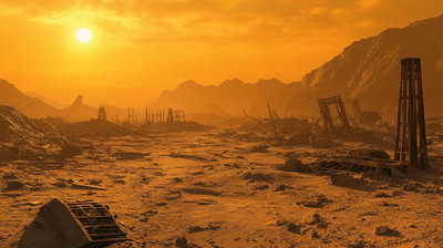 Bone Wastes Sun-Blasted Graveyard - Post-Apocalyptic Digital Environment Art for Immersive Storytelling and Game Design