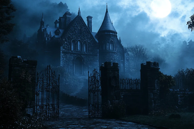 Ravencrest Manor Hilltop Estate of Shadows - Gothic Environment Art for Atmospheric Game and Film Scenes