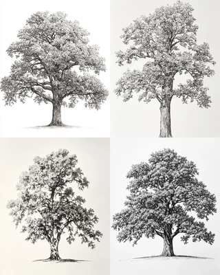 Pen and Ink Botanical Wall Art - Detailed Botanical Illustrations for Elegant Home and Office Decor