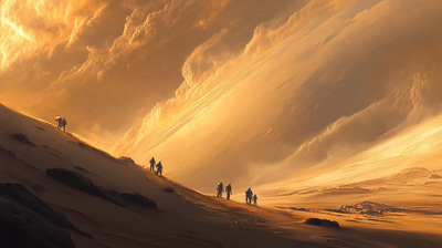 Expedition Team Surveying Unknown Terrain - Immersive Sci-Fi Exploration Art for Creatives and Storytellers