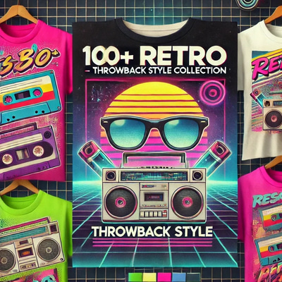 100+ Retro T-Shirts - Throwback Style Collection - Vintage-Inspired Graphic Tees for Creative Apparel Designers and Merchandising
