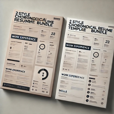 2 Style Chronological Resume Template Bundle - Professional CV Designs for Career Growth and Job Applications