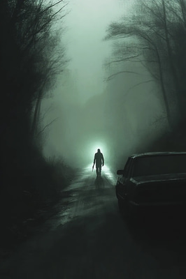 Hookman Legend of the Lover's Lane - Dark Urban Horror Art for Atmospheric Storytelling and Creative Projects