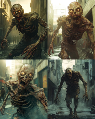 Decaying Zombie Creature Artwork - Atmospheric Horror Creature Design for Dark Art Enthusiasts and Creators