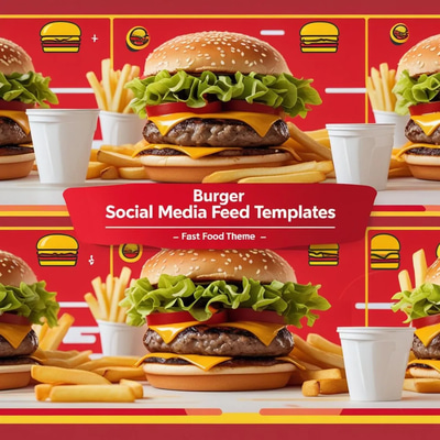 Burger Social Media Feed Templates - Fast Food Theme for Marketers and Content Creators