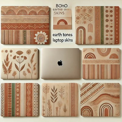 Boho Earth Tones Laptop Skins - Stylish and Durable Laptop Cover Designs for Personal and Professional Use