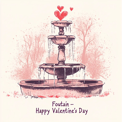 Foutain Happy Valentine's Day - Romantic Valentine's Day Greeting Cards for Heartfelt Expressions and Personal Connections