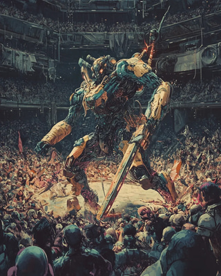 Bio-Gladiator Arena - Futuristic Bio-Punk Art for Sci-Fi Creators and Digital Storytelling