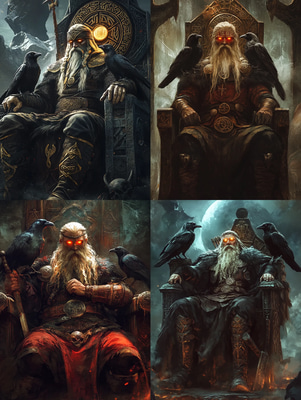 Allfather Enthroned - Hlidskjalf's Vision - Mythic Fantasy Art for Immersive Storytelling and Creative Worlds