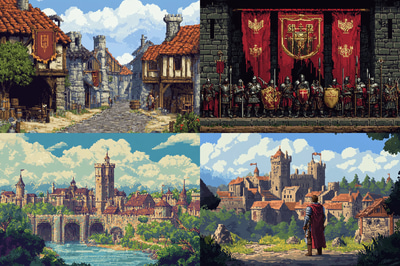 Medieval Strategy Game Pixel Banner - Retro Pixel Art Typography for Game UI and Digital Storytelling