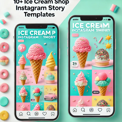 10+ Ice Cream Shop Instagram Story Templates - Vibrant Social Media Designs for Engaging Brand Stories