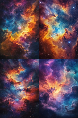 Colorful Nebula Wall Art - Vibrant Cosmic Space Decor for Modern Interiors and Creative Ambiances