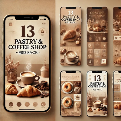 13 Pastry & Coffee Shop PSD Pack - Stylish Multi-Platform Social Media Ad Templates for Food & Beverage Brands