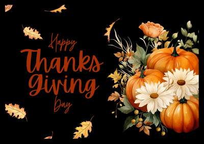 Festive Floral Thanksgiving Greeting Postcard - Elegant Harvest-Themed Seasonal Card for Warm Holiday Wishes