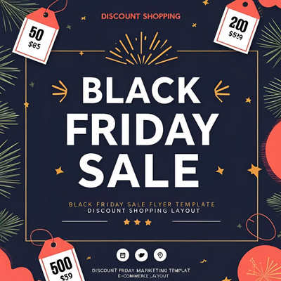 Black Friday Sale Flyer Template - Discount Shopping Layout - Versatile Promo Kit for High-Impact Marketing Campaigns