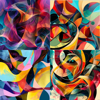 Digital Abstract Organic Blended Forms - Fluid Organic Abstract Art for Contemporary Creatives