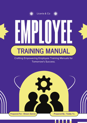 Modern Training Manual - Purple, Yellow & White Theme - Sleek Educational Poster and Training Manual Templates for Professional Learning