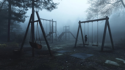 Eerie Playground At Dusk Scene - Haunting Dark Aesthetic Horror Environments for Immersive Visual Projects