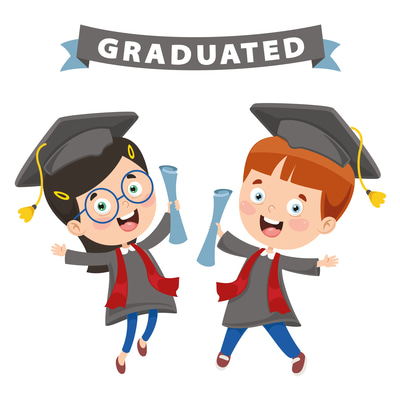 Children Graduation Diploma Certificate Vector - Clean Educational Clipart for Kids' Achievement and Learning Milestones