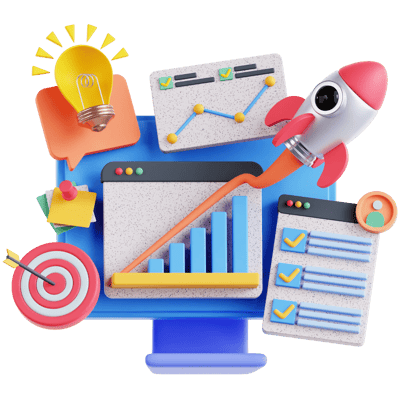 Business Growth Innovation 3D Concept Illustration - Dynamic Visuals for Forward-Thinking Business Strategies and Marketing Projects