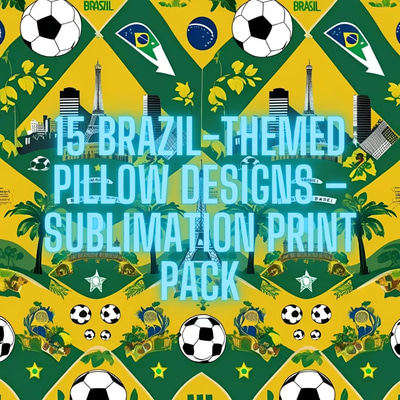 15 Brazil-Themed Pillow Designs - Sublimation Print Pack - Vibrant Tropical Decor for Home & Gifts