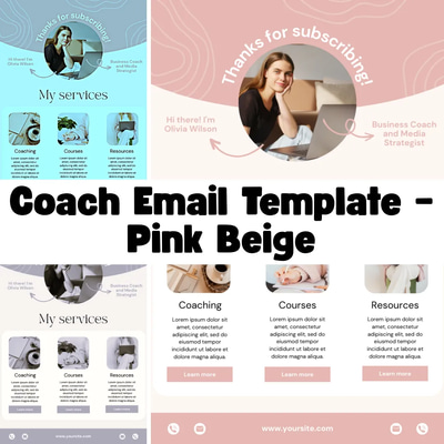 Coach Email Template Pink Beige - Elegant Business Email & Signature Design for Professional Communication
