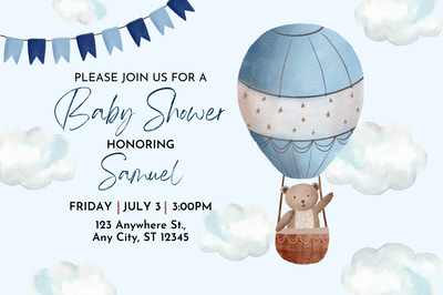 Bear Watercolor Cute Baby Shower Design - Adorable Hand-Painted Invitations for Memorable Celebrations