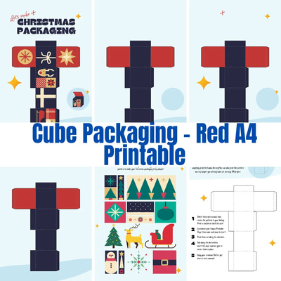 Cube Packaging Red A4 Printable - Crisp Professional Product & Packaging Label Templates for Commercial Branding