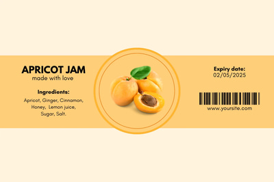 Apricot Jam Label - Orange Minimalist Style - Clean, Modern Packaging Template for Commercial and Artisan Brands