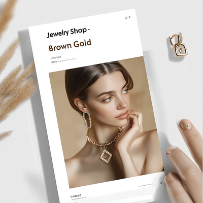 Jewelry Shop Brown Gold Intro LinkedIn Ad - Elegant Social Media Template for Jewelry Brands and Marketers