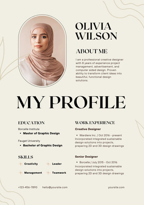 Creative Resume with Beige Abstract Accents - Modern Portfolio & Cover Letter Templates for Professional Branding and Job Applications