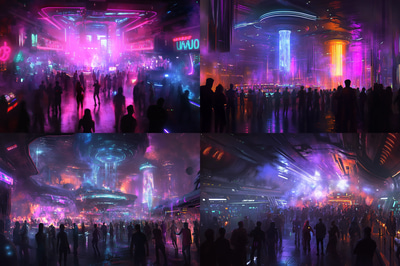 Cyberpunk Rebel Group Planning a Mission - Futuristic Sci-Fi Digital Art for Creative Visionaries