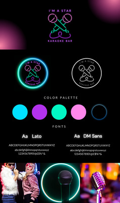 NeonVibes Karaoke Bar Brand Board - Vibrant Brand Style Templates for Creative Business Planning and Commercial Use
