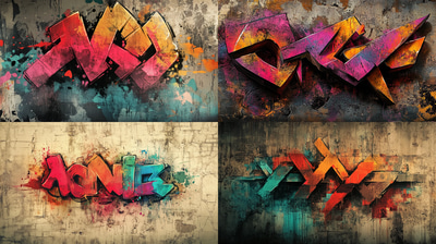 Bold Blocky Graffiti Tag - Urban Ink Style Street Art for Creative Visuals and Branding
