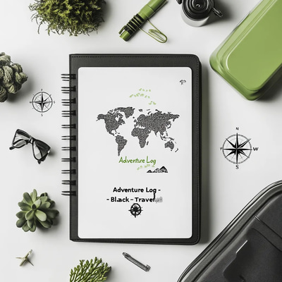 Adventure Log Black-Green Travel Planner - Stylish Goal & Bucket List Organizer for Inspired Travelers