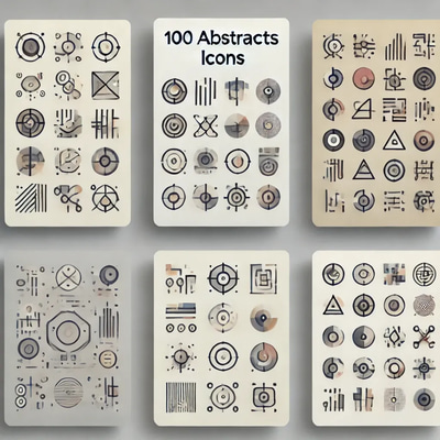 100 Abstracts Icons - Modern Minimalist Icon Set for Creative Designers and Digital Projects