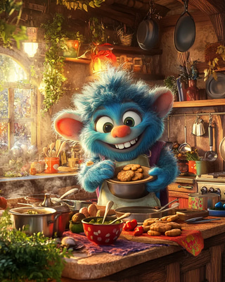 Snickerdoodle Troll Baker's Delight - Playful Fantasy Cartoon Art for Creators and Storytellers