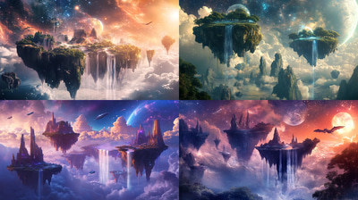 Floating Alien World - Sci-Fi Outworldly Art for Immersive Cosmic and Creative Projects